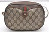 Authentic GUCCI Web Sherry Line Shoulder Cross Bag GG PVC Leather Brown 6147K