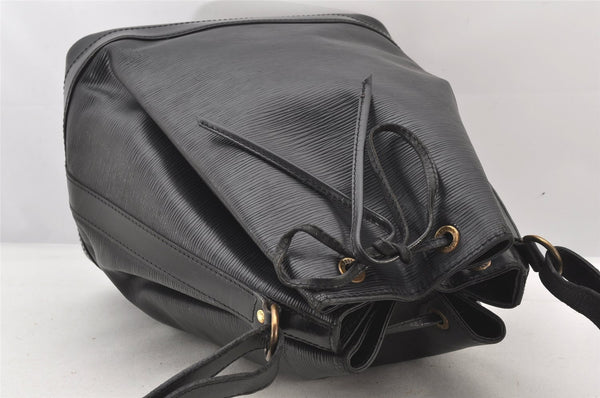 Authentic Louis Vuitton Epi Noe Shoulder Drawstring Bag Black M59002 LV 6151K