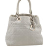 Authentic Christian Dior Lady Dior Lamb Skin Cannage Hand Bag White CD 6152J