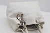 Authentic Christian Dior Lady Dior Lamb Skin Cannage Hand Bag White CD 6152J