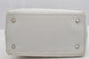 Authentic Christian Dior Lady Dior Lamb Skin Cannage Hand Bag White CD 6152J