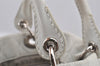 Authentic Christian Dior Lady Dior Lamb Skin Cannage Hand Bag White CD 6152J