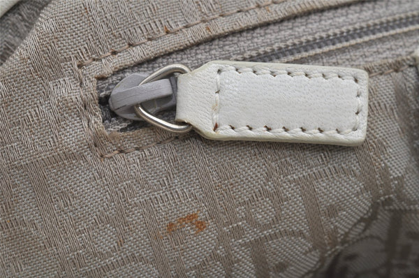 Authentic Christian Dior Lady Dior Lamb Skin Cannage Hand Bag White CD 6152J