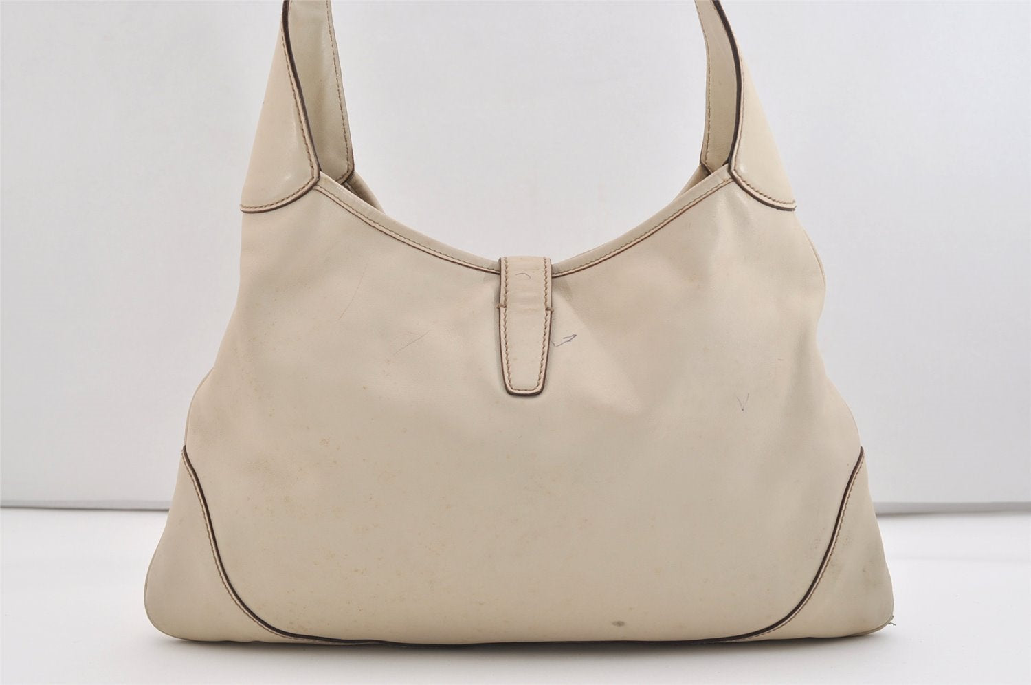 Authentic GUCCI Sherry Line Shoulder Bag Purse Leather 153029 White 6153J