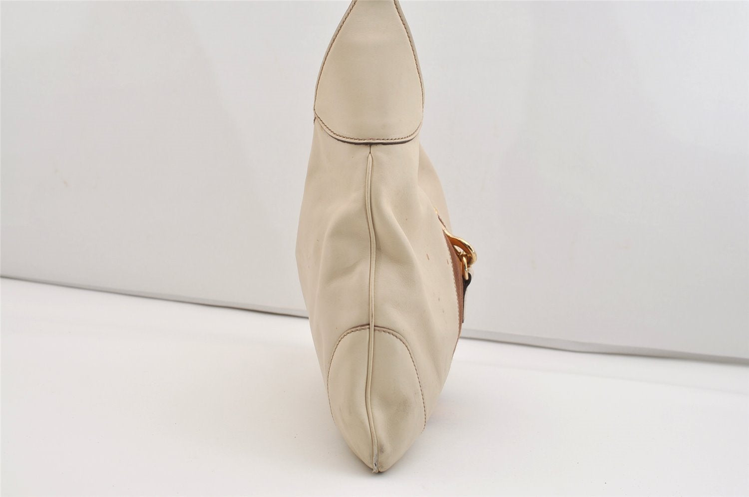 Authentic GUCCI Sherry Line Shoulder Bag Purse Leather 153029 White 6153J