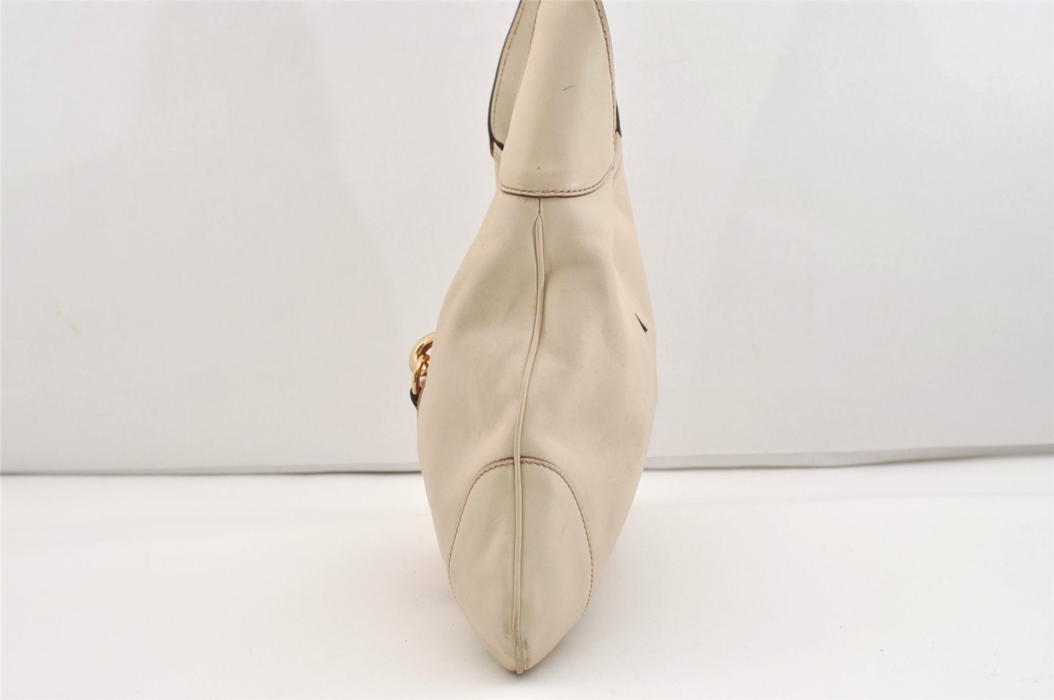 Authentic GUCCI Sherry Line Shoulder Bag Purse Leather 153029 White 6153J
