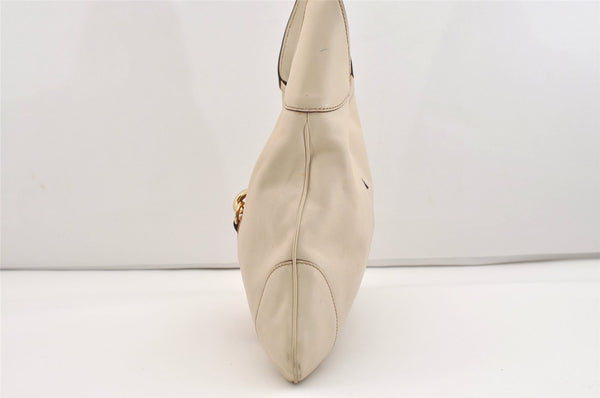 Authentic GUCCI Sherry Line Shoulder Bag Purse Leather 153029 White 6153J
