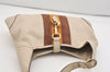 Authentic GUCCI Sherry Line Shoulder Bag Purse Leather 153029 White 6153J