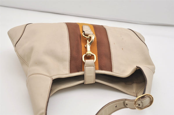 Authentic GUCCI Sherry Line Shoulder Bag Purse Leather 153029 White 6153J