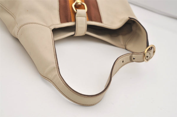 Authentic GUCCI Sherry Line Shoulder Bag Purse Leather 153029 White 6153J