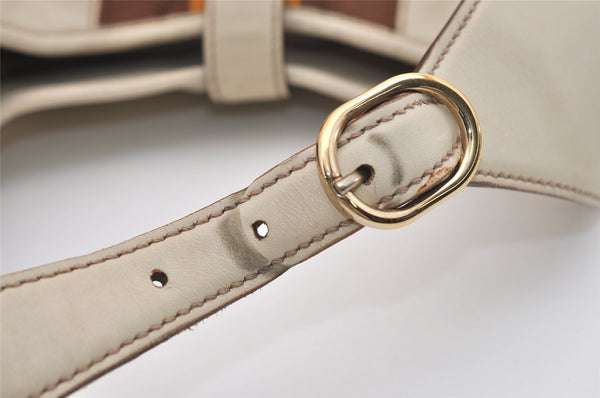Authentic GUCCI Sherry Line Shoulder Bag Purse Leather 153029 White 6153J
