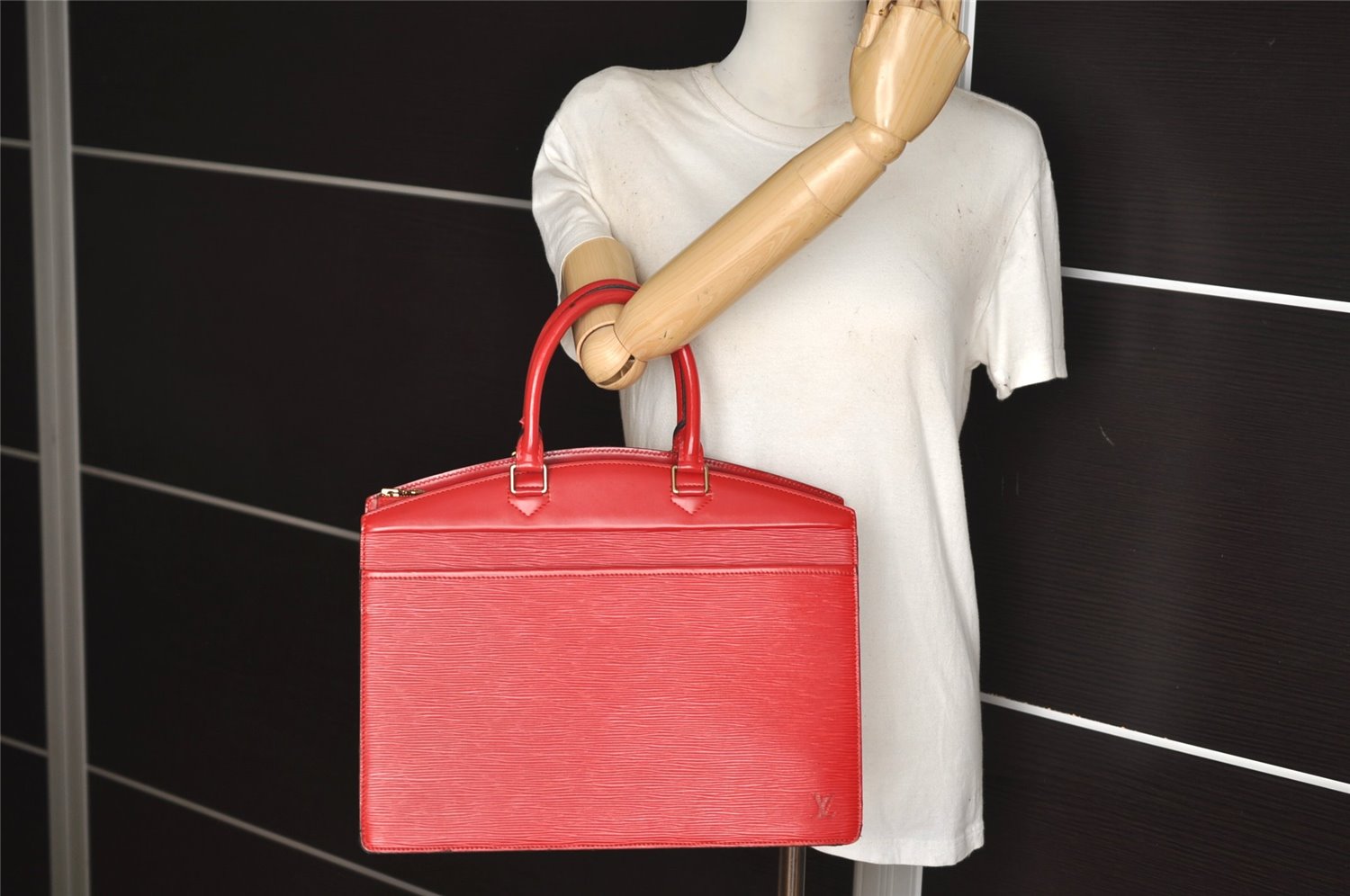 Authentic Louis Vuitton Epi Riviera Hand Bag Red M48187 LV Junk 6156J