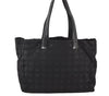 Authentic CHANEL New Travel Line Tote Bag Nylon Leather Black Junk 6156K