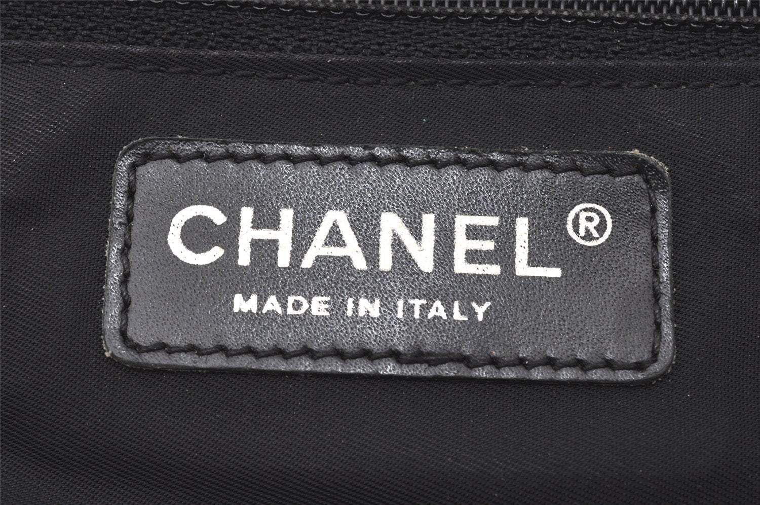 Authentic CHANEL New Travel Line Tote Bag Nylon Leather Black Junk 6156K