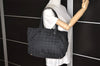 Authentic CHANEL New Travel Line Tote Bag Nylon Leather Black Junk 6156K