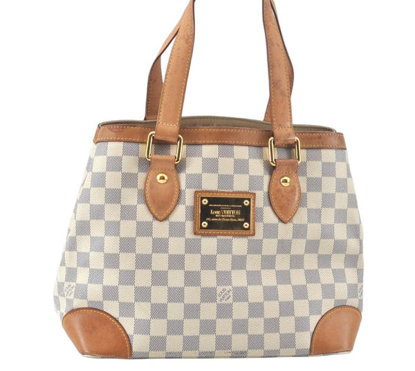 Authentic Louis Vuitton Damier Azur Hampstead PM N51207 Shoulder Tote Bag 6159J