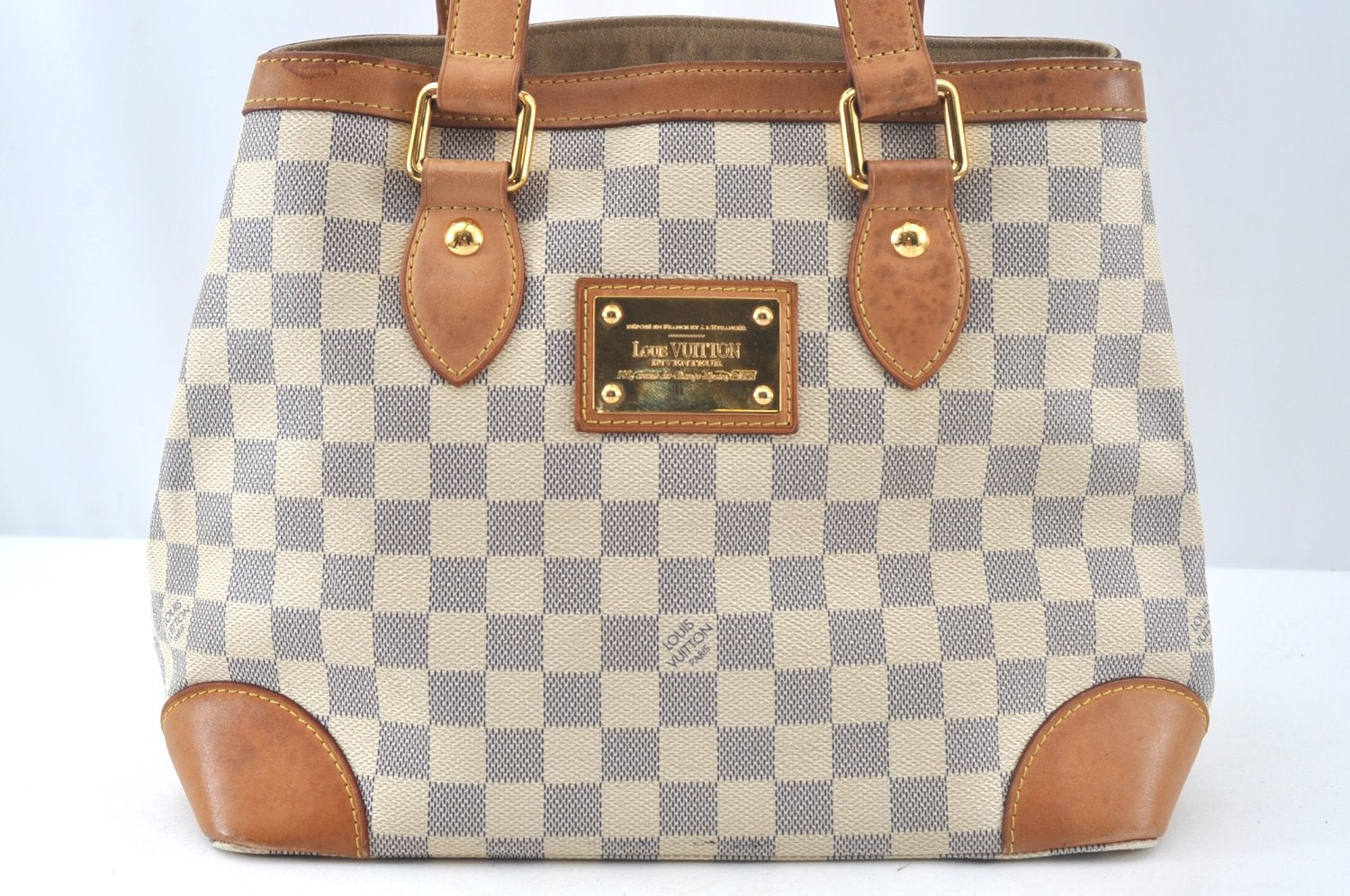 Authentic Louis Vuitton Damier Azur Hampstead PM N51207 Shoulder Tote Bag 6159J