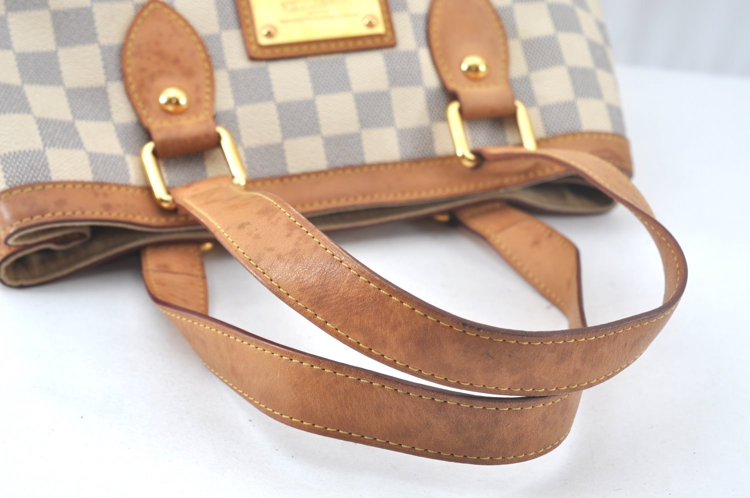 Authentic Louis Vuitton Damier Azur Hampstead PM N51207 Shoulder Tote Bag 6159J