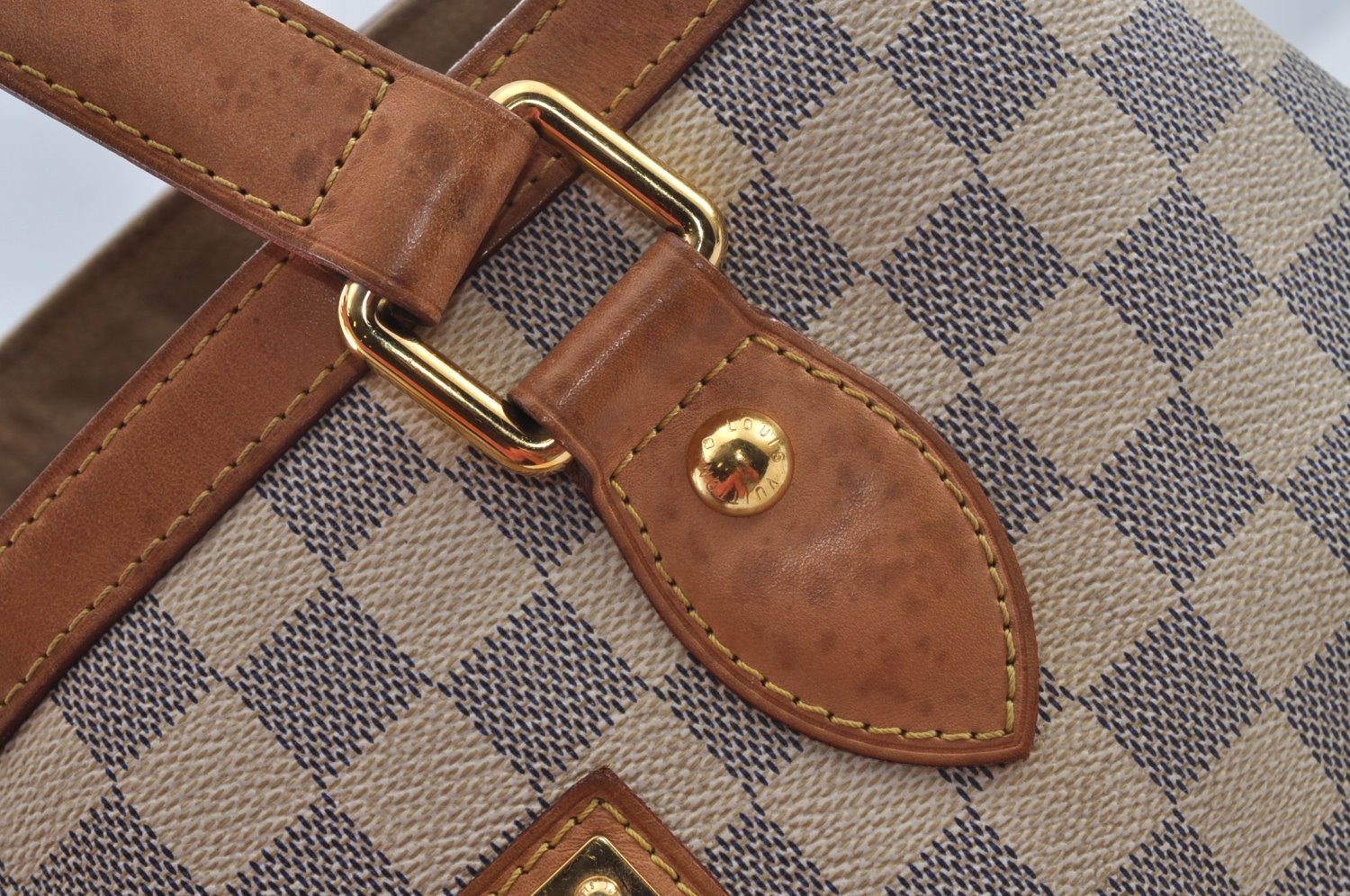 Authentic Louis Vuitton Damier Azur Hampstead PM N51207 Shoulder Tote Bag 6159J