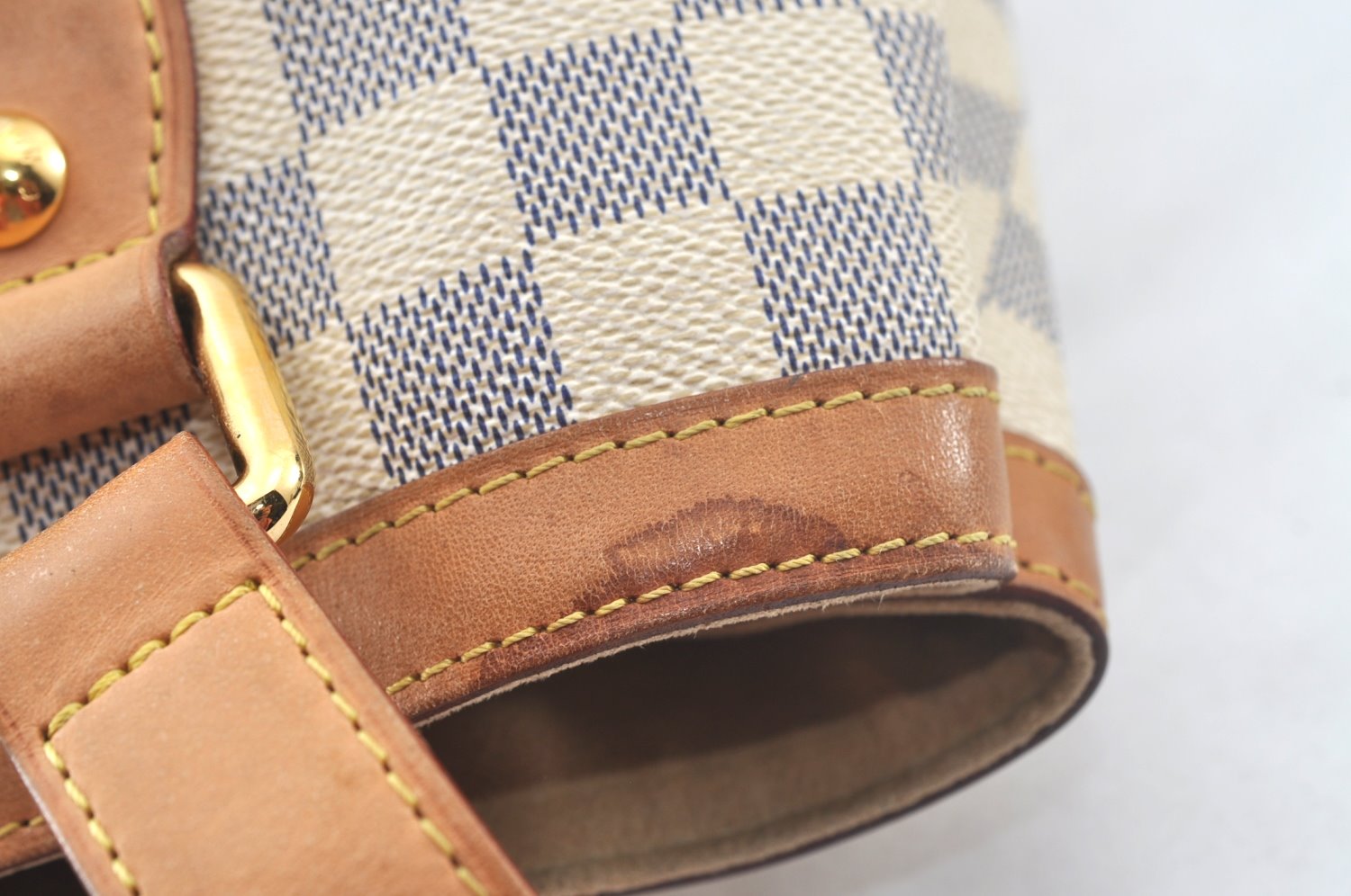 Authentic Louis Vuitton Damier Azur Hampstead PM N51207 Shoulder Tote Bag 6159J