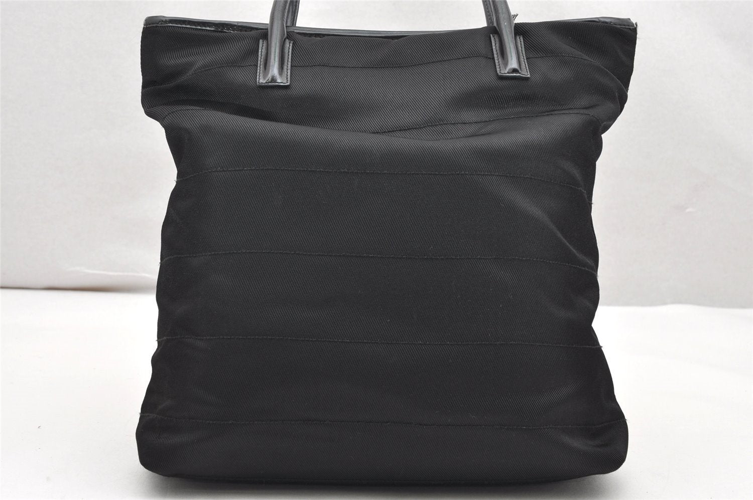 Authentic GUCCI Vintage Hand Tote Bag Nylon Leather Black 6160K