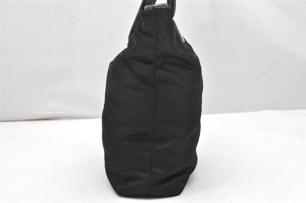 Authentic GUCCI Vintage Hand Tote Bag Nylon Leather Black 6160K