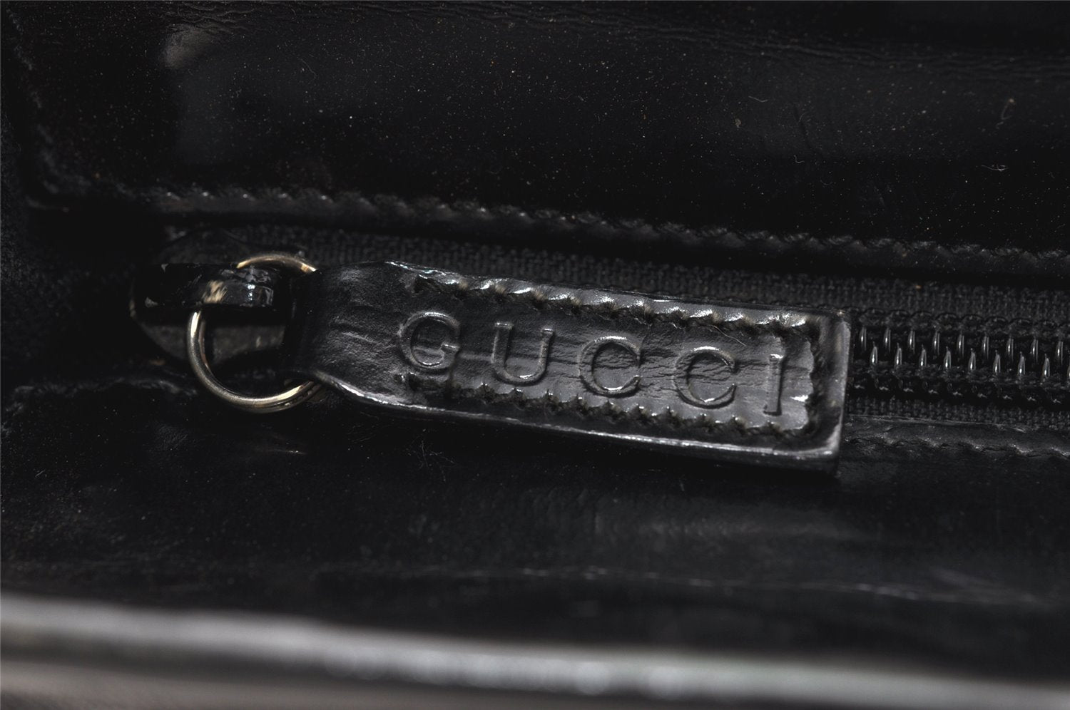 Authentic GUCCI Vintage Hand Tote Bag Nylon Leather Black 6160K
