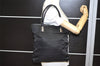 Authentic GUCCI Vintage Hand Tote Bag Nylon Leather Black 6160K