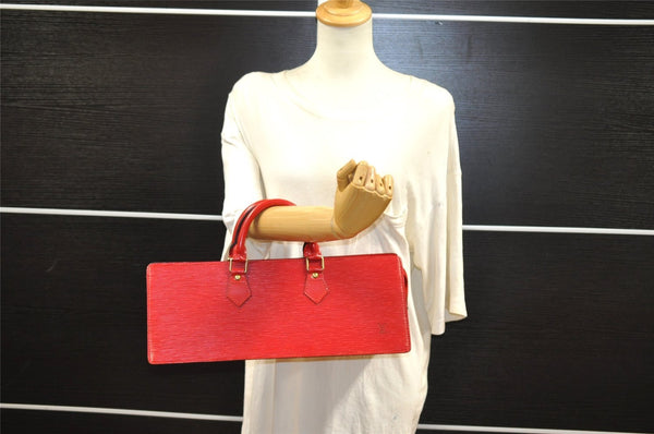 Authentic Louis Vuitton Epi Sac Triangle Hand Bag Red M52097 LV 6161I