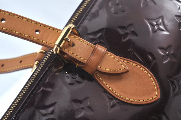 Auth Louis Vuitton Vernis Rose Wood Avenue Shoulder Bag Wine Red M93510 LV 6161J