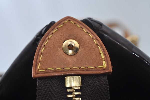 Auth Louis Vuitton Vernis Rose Wood Avenue Shoulder Bag Wine Red M93510 LV 6161J