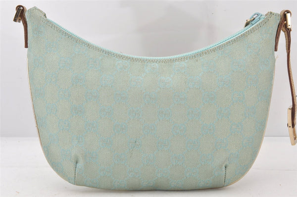 Authentic GUCCI Shoulder Bag GG Canvas Leather 0050813 Light Blue Junk 6161K