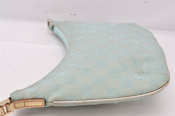 Authentic GUCCI Shoulder Bag GG Canvas Leather 0050813 Light Blue Junk 6161K