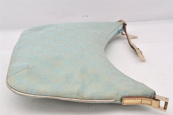 Authentic GUCCI Shoulder Bag GG Canvas Leather 0050813 Light Blue Junk 6161K