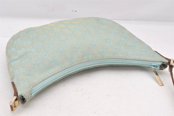 Authentic GUCCI Shoulder Bag GG Canvas Leather 0050813 Light Blue Junk 6161K