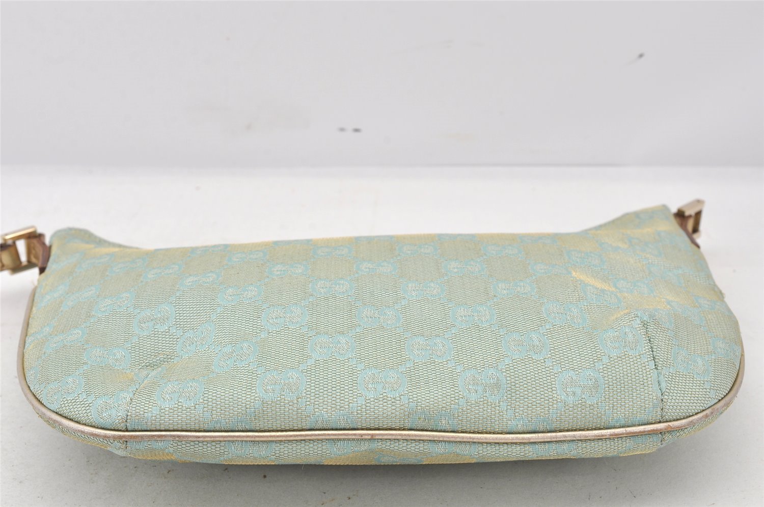 Authentic GUCCI Shoulder Bag GG Canvas Leather 0050813 Light Blue Junk 6161K
