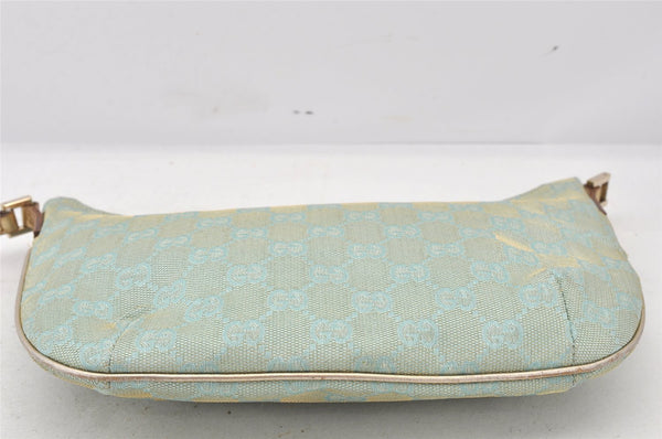 Authentic GUCCI Shoulder Bag GG Canvas Leather 0050813 Light Blue Junk 6161K