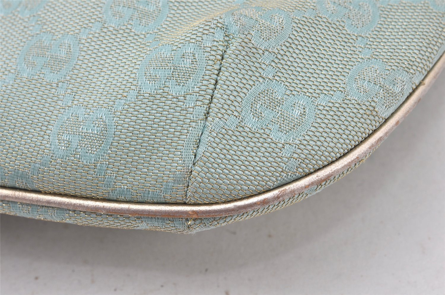 Authentic GUCCI Shoulder Bag GG Canvas Leather 0050813 Light Blue Junk 6161K