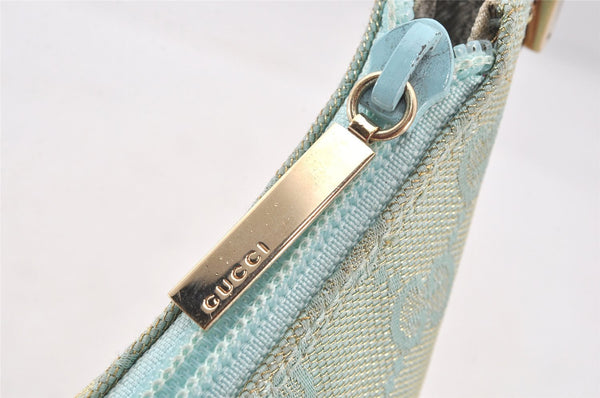 Authentic GUCCI Shoulder Bag GG Canvas Leather 0050813 Light Blue Junk 6161K