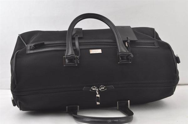 Authentic GUCCI 2Wau Shoulder Boston Bag Canvas Leather 114674 Black 6162K