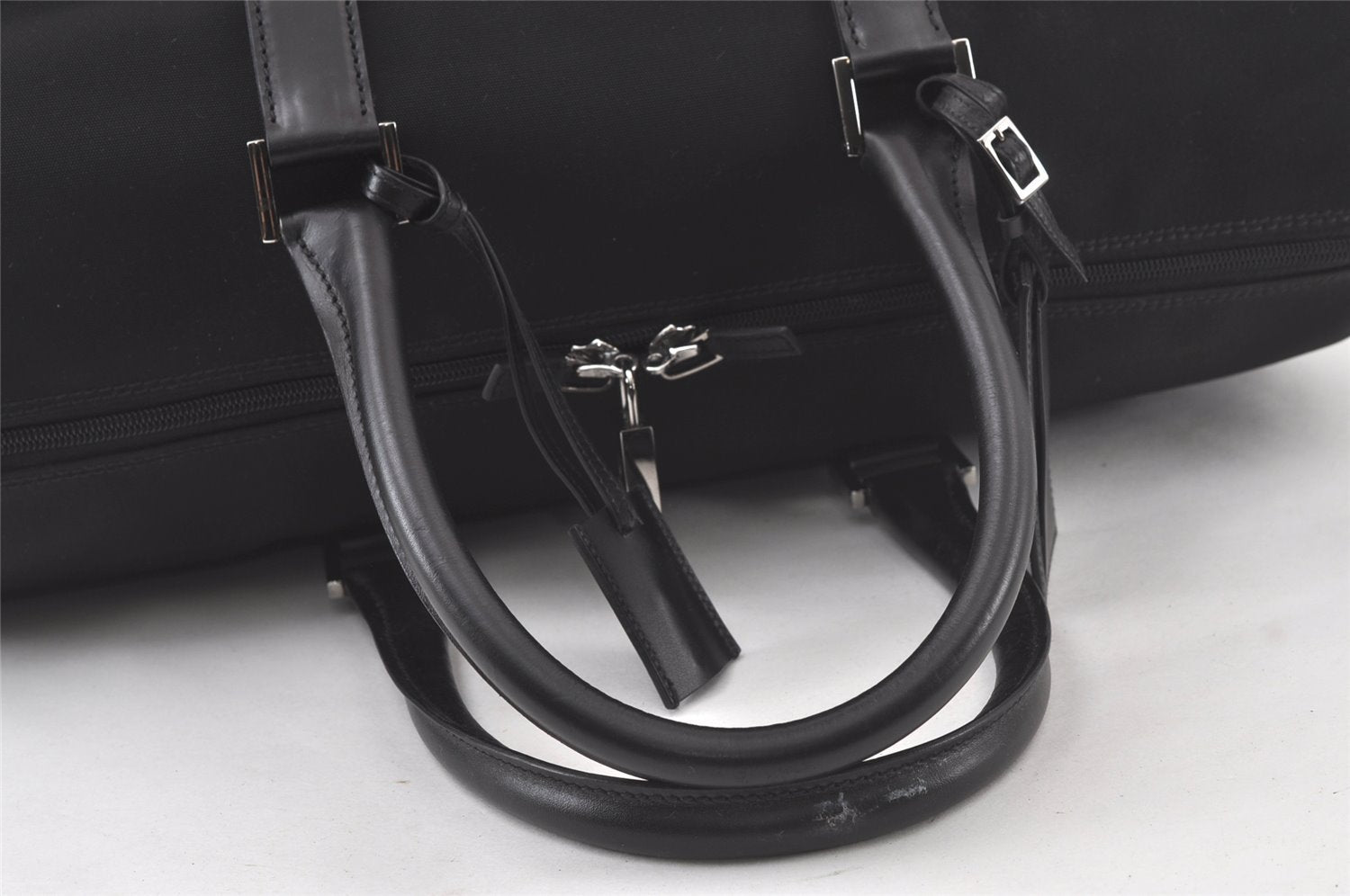 Authentic GUCCI 2Wau Shoulder Boston Bag Canvas Leather 114674 Black 6162K