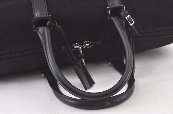 Authentic GUCCI 2Wau Shoulder Boston Bag Canvas Leather 114674 Black 6162K