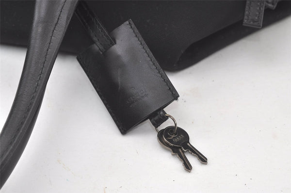 Authentic GUCCI 2Wau Shoulder Boston Bag Canvas Leather 114674 Black 6162K