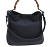 Authentic GUCCI Bamboo 2Way Shoulder Bag GG Canvas Leather 0014095 Black 6164H