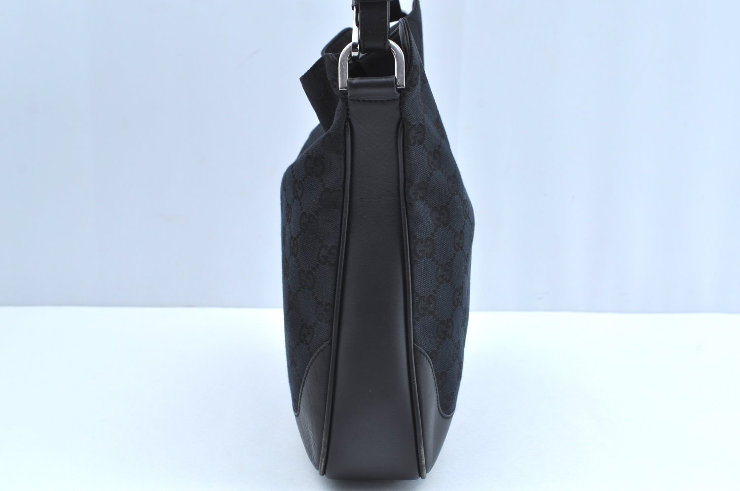 Authentic GUCCI Bamboo 2Way Shoulder Bag GG Canvas Leather 0014095 Black 6164H