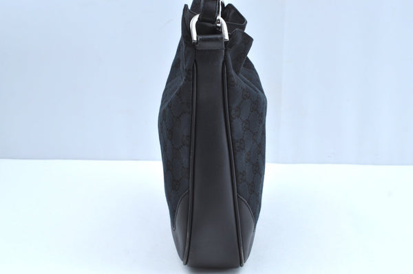 Authentic GUCCI Bamboo 2Way Shoulder Bag GG Canvas Leather 0014095 Black 6164H