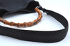 Authentic GUCCI Bamboo 2Way Shoulder Bag GG Canvas Leather 0014095 Black 6164H