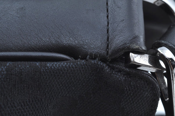 Authentic GUCCI Bamboo 2Way Shoulder Bag GG Canvas Leather 0014095 Black 6164H