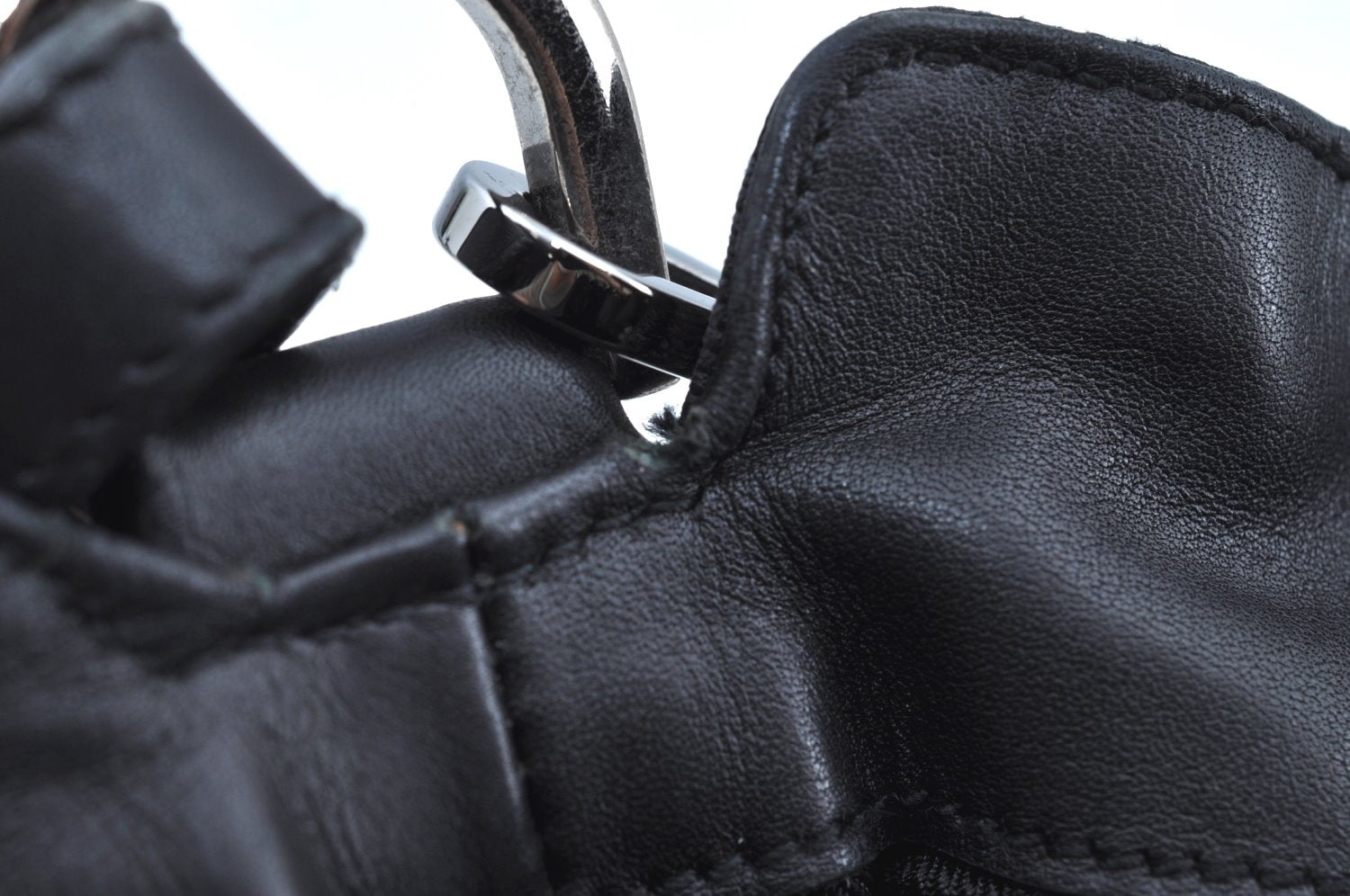 Authentic GUCCI Bamboo 2Way Shoulder Bag GG Canvas Leather 0014095 Black 6164H