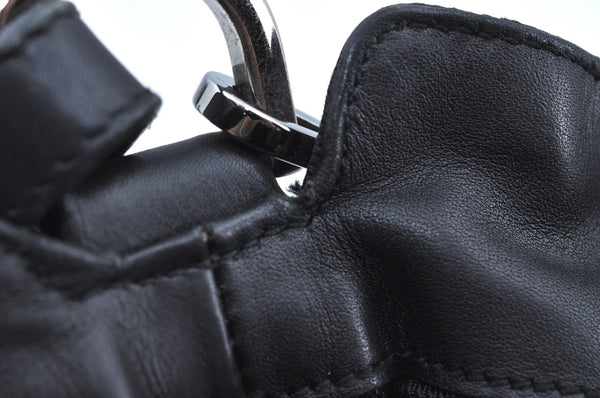 Authentic GUCCI Bamboo 2Way Shoulder Bag GG Canvas Leather 0014095 Black 6164H